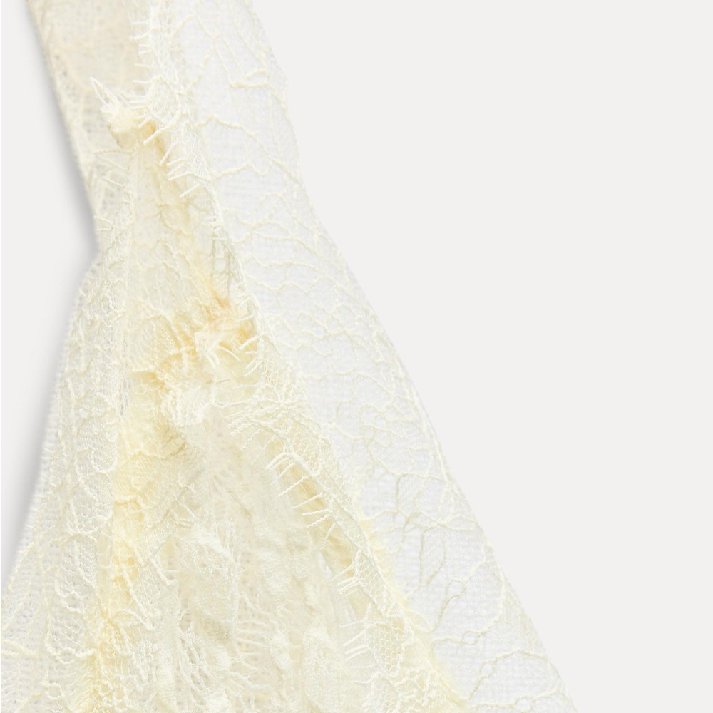 Zara Lace V-neck Semi-Sheer Midi Dress, Cream M NWT - Picture 8 of 16
